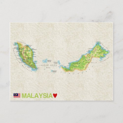 MAP POSTCARDS  Malaysia