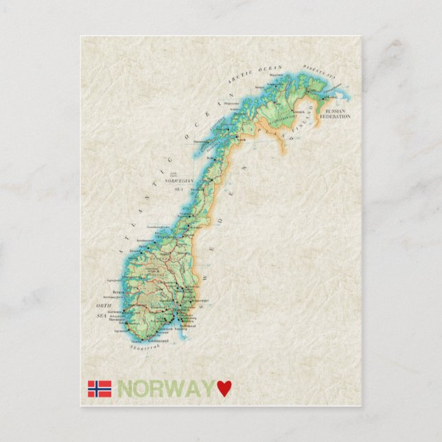 MAP POSTCARDS ♥ Norway (Front)