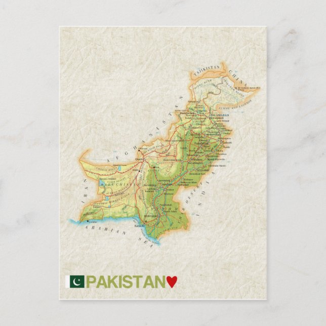 MAP POSTCARDS ♥ Pakistan (Front)