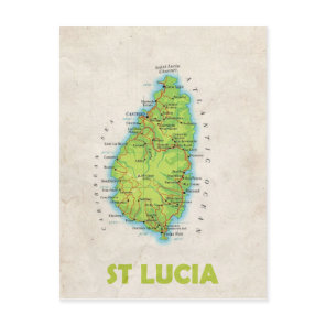 MAP POSTCARDS ♥ St Lucia