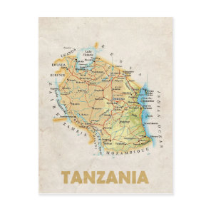 MAP POSTCARDS ♥ Tanzania
