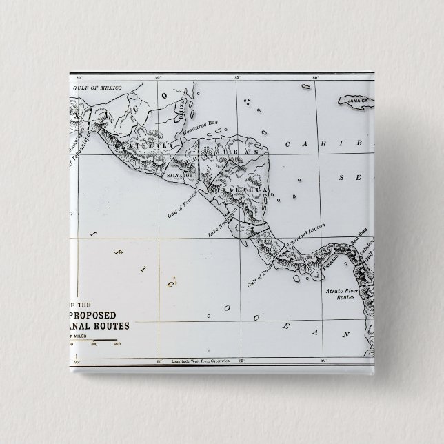 Map Proposed Isthmian Canal Routes Button (Front)