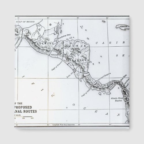 Map Proposed Isthmian Canal Routes Magnet