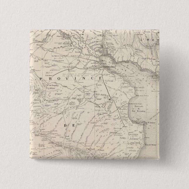 Map, Province of Buenos Aires, neighboring regions Pinback Button (Front)