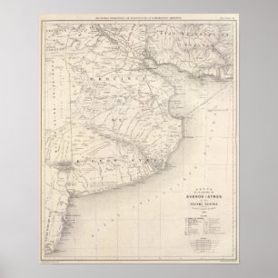 Map, Province of Buenos Aires, neighboring regions Poster