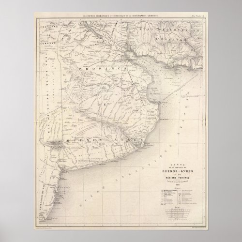 Map Province of Buenos Aires neighboring regions Poster