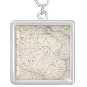 Map, Province of Buenos Aires, neighboring regions Silver Plated Necklace