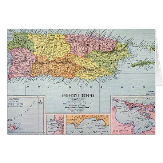 MAP: PUERTO RICO, 1900 CARDS (Front Horizontal)