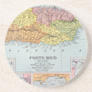 MAP: PUERTO RICO, 1900 DRINK COASTER