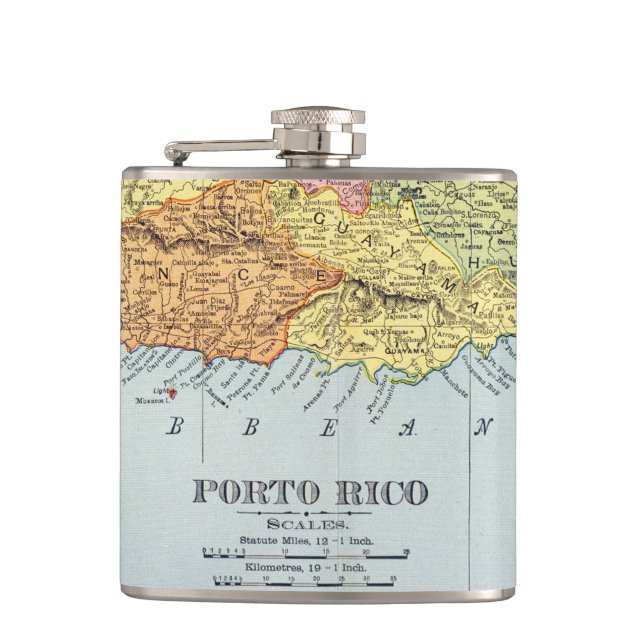 MAP: PUERTO RICO, 1900 FLASK (Front)