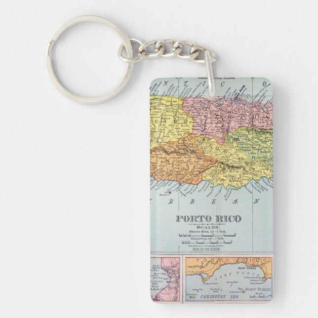 MAP: PUERTO RICO, 1900 KEYCHAIN (Front)