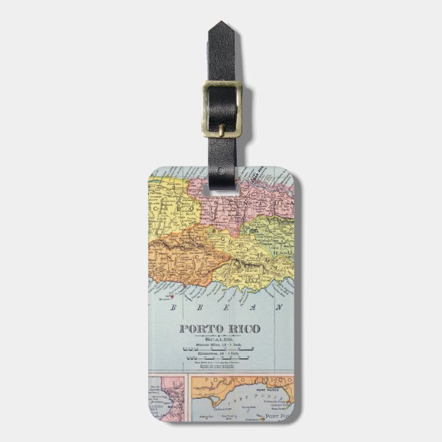 MAP: PUERTO RICO, 1900 LUGGAGE TAG (Front Vertical)