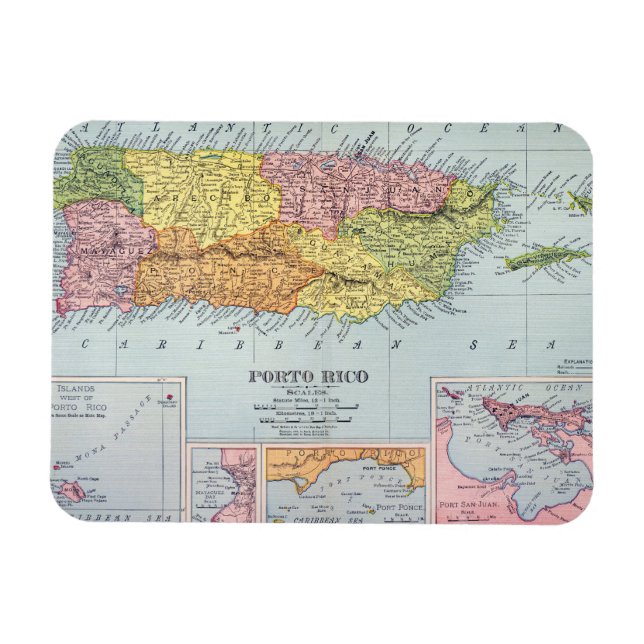 MAP: PUERTO RICO, 1900 MAGNET (Horizontal)