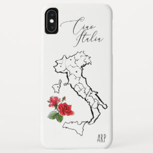 *~* Map Red Rose Green Leaf  Ciao Italia Italy iPhone XS Max Case