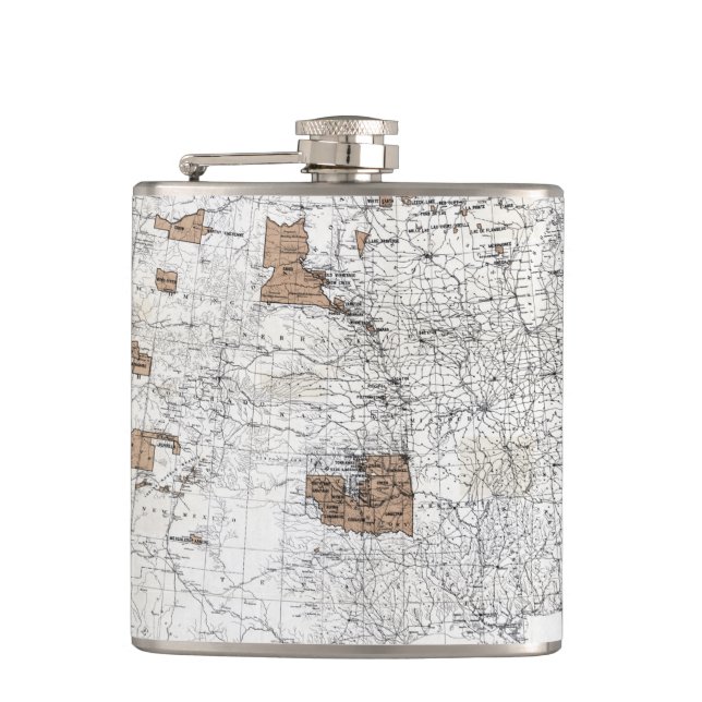 MAP: RESERVATIONS, 1888 FLASK (Front)
