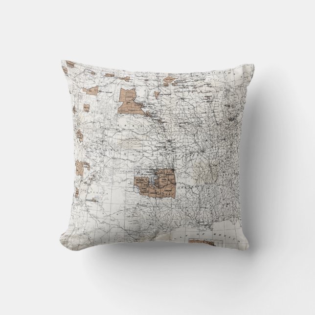 MAP: RESERVATIONS, 1888 THROW PILLOW (Front)