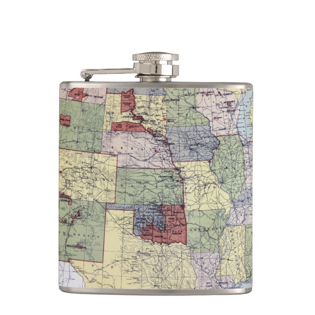 MAP: RESERVATIONS, 1892 FLASK (Front)