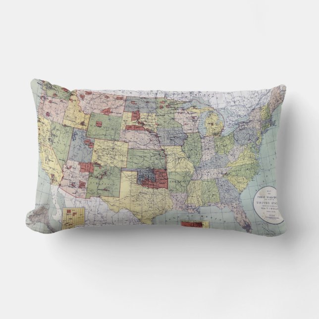 MAP: RESERVATIONS, 1892 LUMBAR PILLOW (Front)