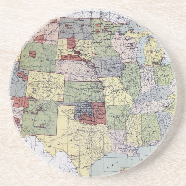 MAP: RESERVATIONS, 1892 SANDSTONE COASTER (Front)