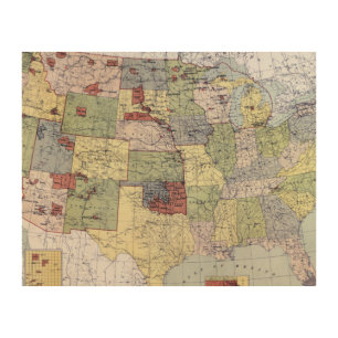MAP: RESERVATIONS, 1892 WOOD WALL ART