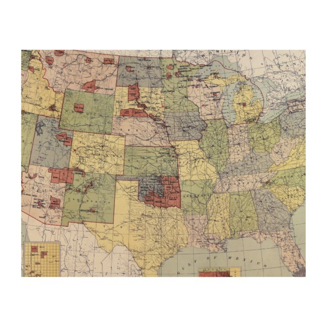 MAP: RESERVATIONS, 1892 WOOD WALL ART (Front)