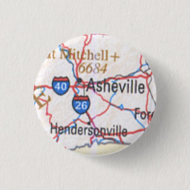Map showing Asheville / Hendersonville NC Button (Front)