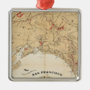 Map Showing Routes from San Francisco to Alaska Metal Ornament
