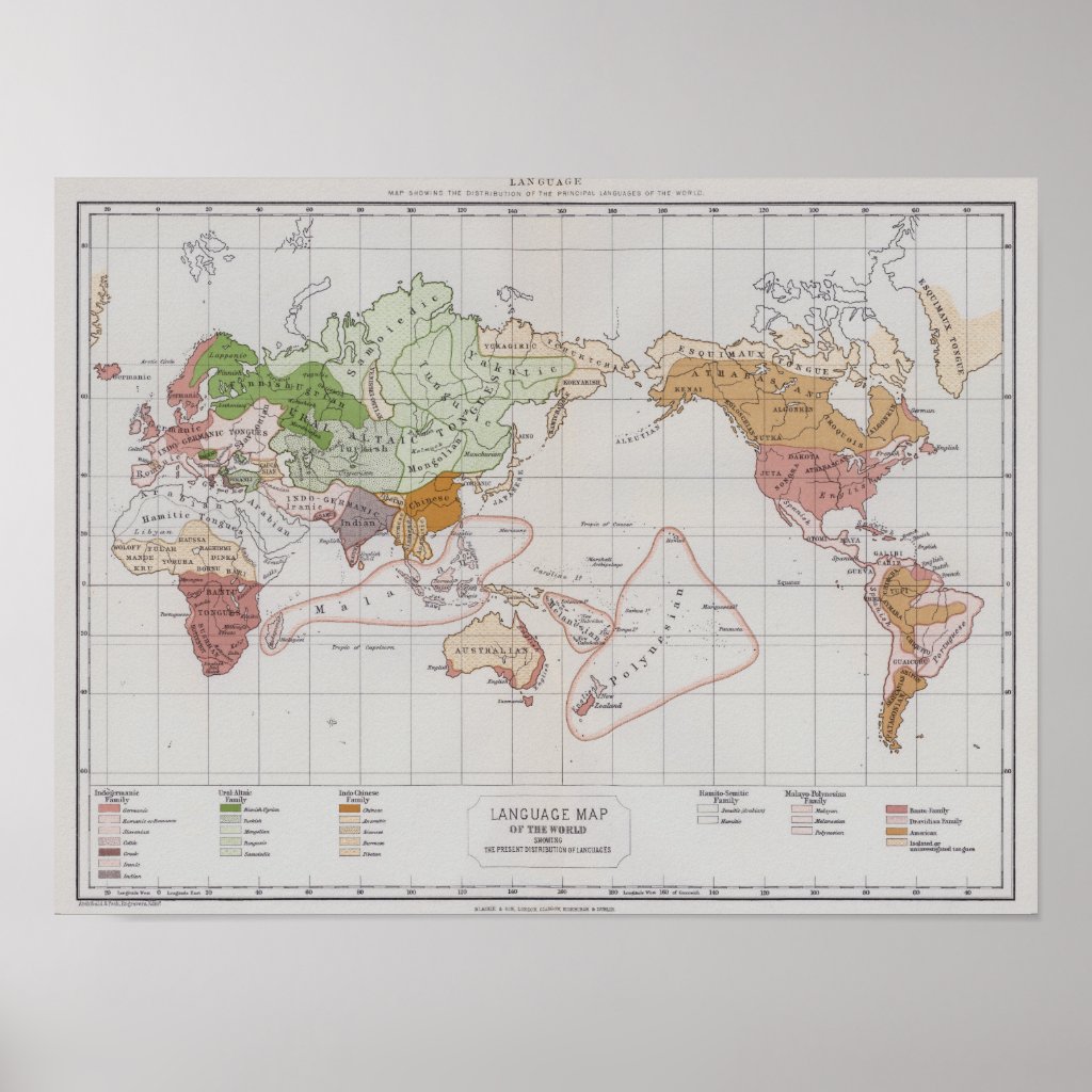 Languages of the World map poster