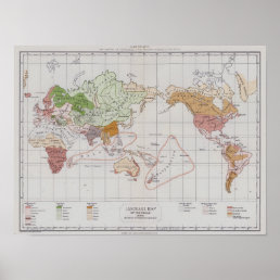 Map showing the Languages of the World Poster