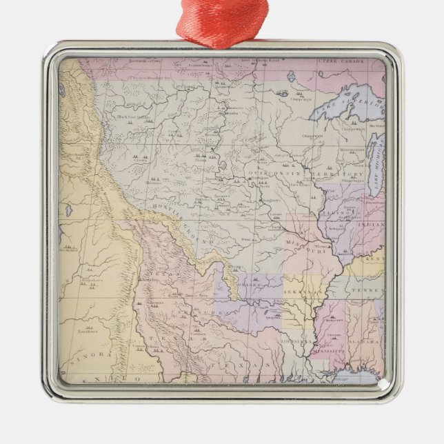 Map showing the localities of the Indian tribes Metal Ornament (Front)