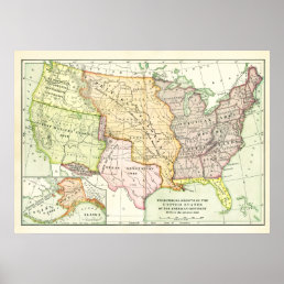 Map Territorial Growth United States Retro Poster