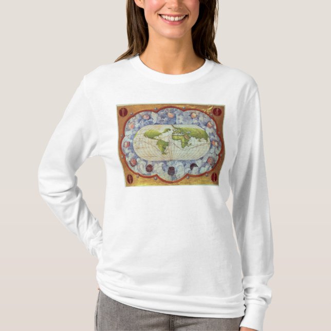 Map tracing Magellan's world voyage T-Shirt (Front)