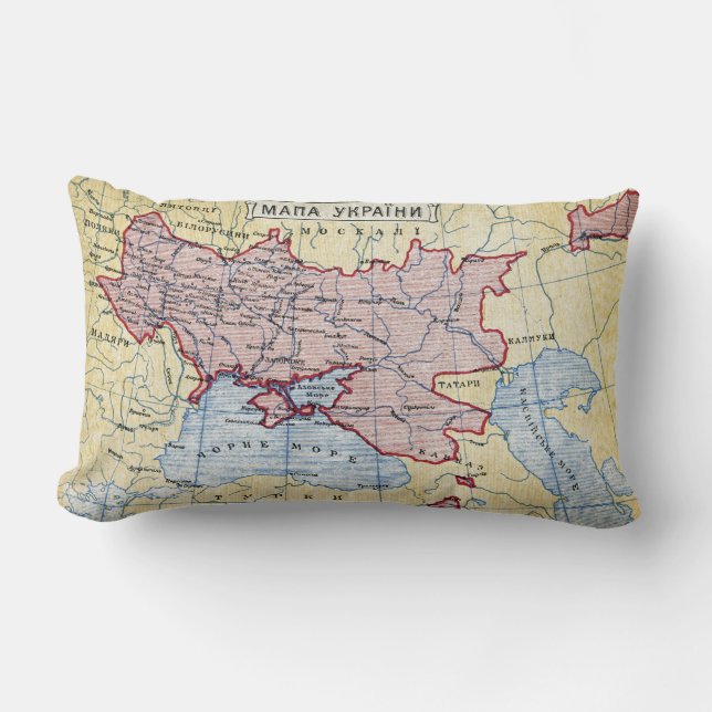 MAP: UKRAINE, c1906 Lumbar Pillow (Front)