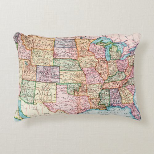 Map United States 1905 Accent Pillow