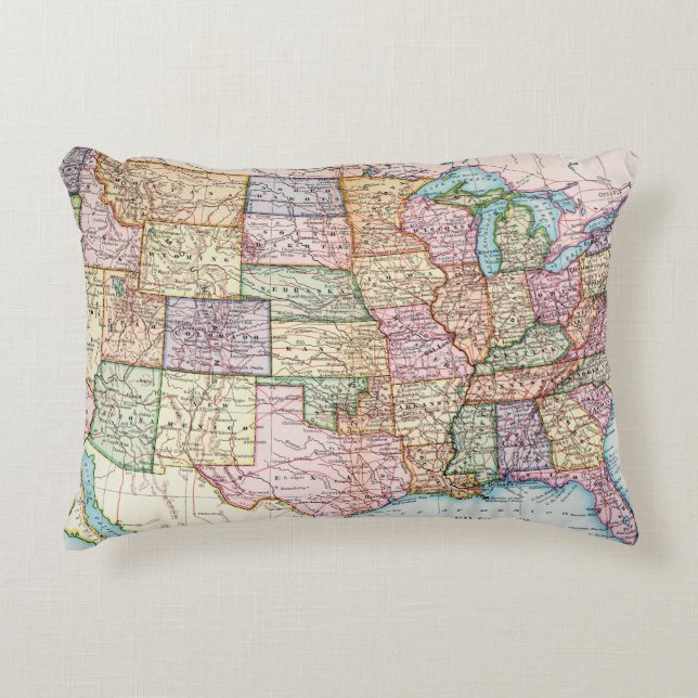 Map: United States, 1905 Accent Pillow (Front)