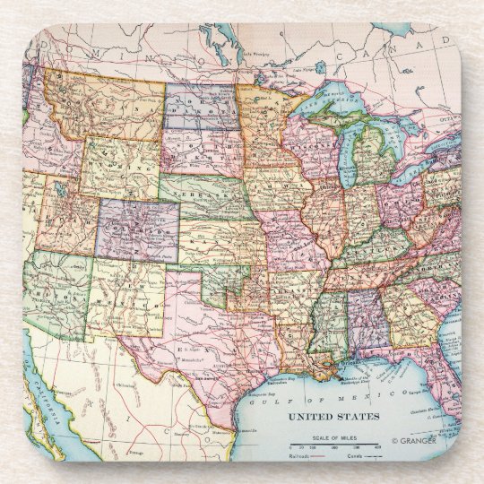 Map: United States, 1905 Beverage Coaster | Zazzle.com