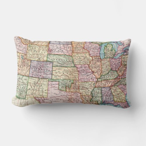 Map United States 1905 Lumbar Pillow
