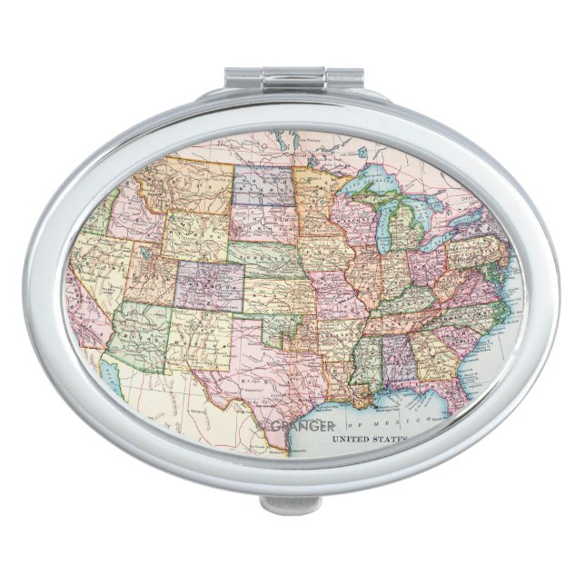 Map: United States, 1905 Makeup Mirror (Front)