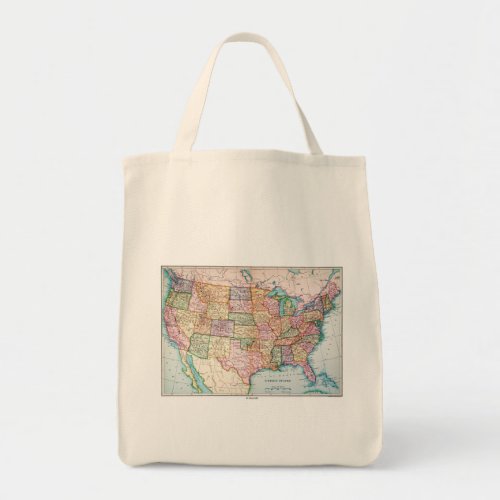 Map United States 1905 Tote Bag