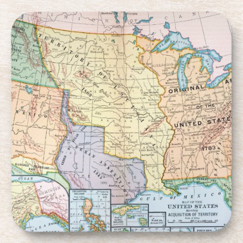Map US Expansion 1905 Drink Coaster