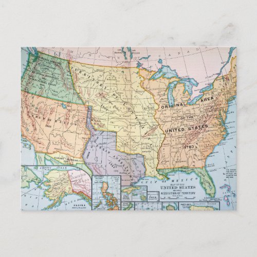 Map US Expansion 1905 Postcard