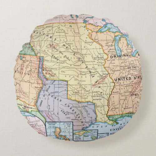 Map US Expansion 1905 Round Pillow