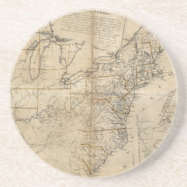 MAP: USA, 1783 DRINK COASTER (Front)