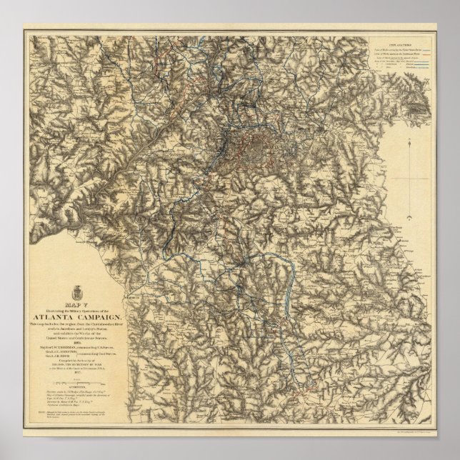 Map V illustrating the Military Operations Poster (Front)