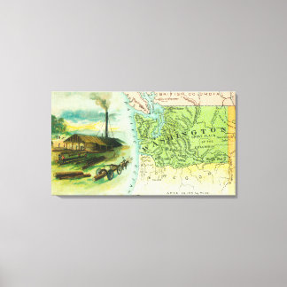 Map View of the State with a Lumbering Scene Canvas Print