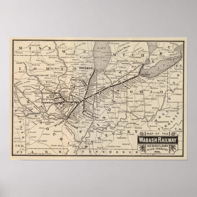 Map Wabash Railway Poster (Front)