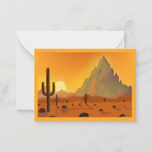 Map with desert and cactus. nostalgia note card
