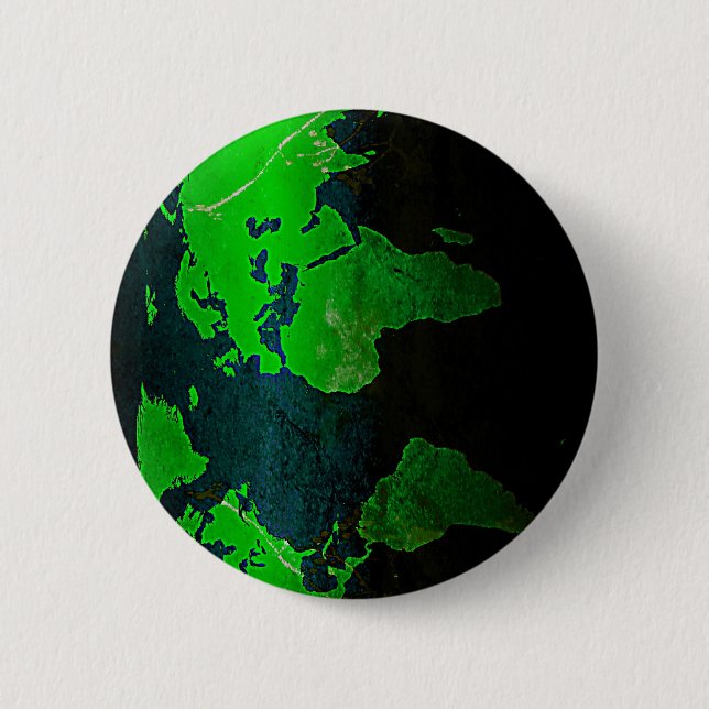 Map World Digital Earth Geography Green Shine Styl Button (Front)