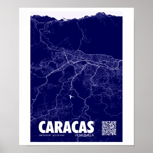 Mapa de Caracas _ Venezuela Travel City Map Poster