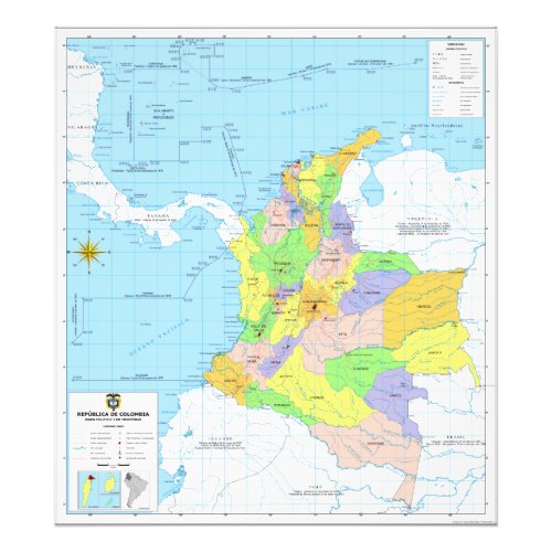 Mapa de Colombia Map of Colombia Photo Print